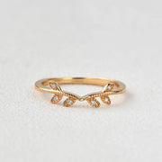 Round Brilliant Cut Curved Vintage Style Bridal Wedding Band Mapple Gems